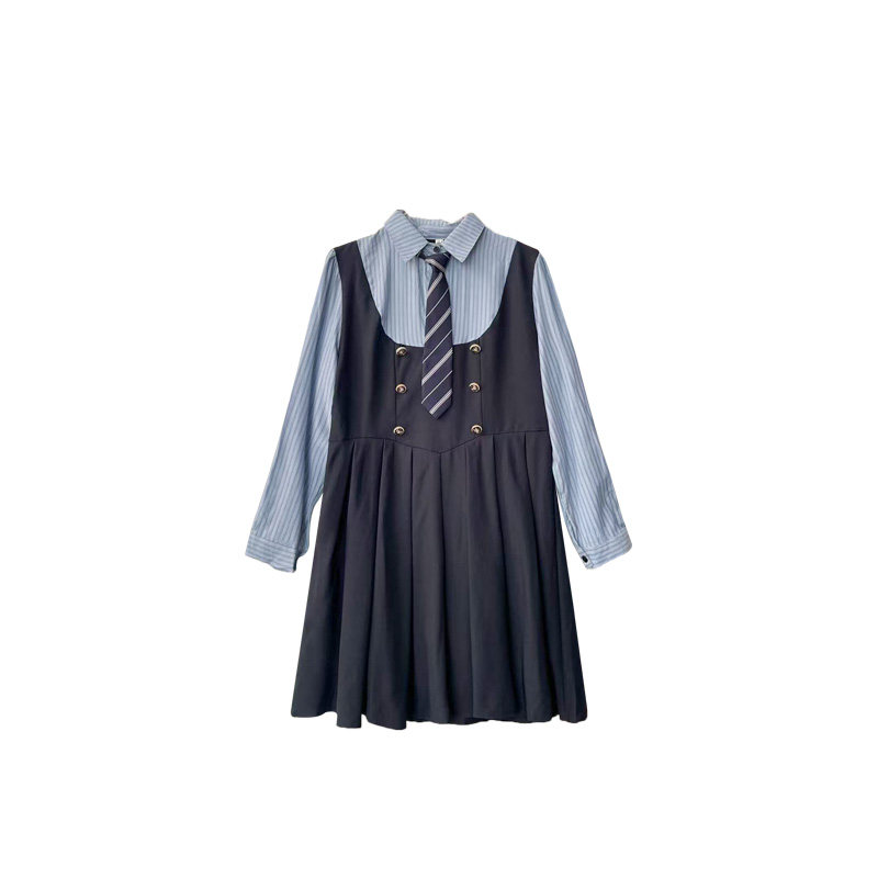 学院风jk制服套装假两件连衣裙