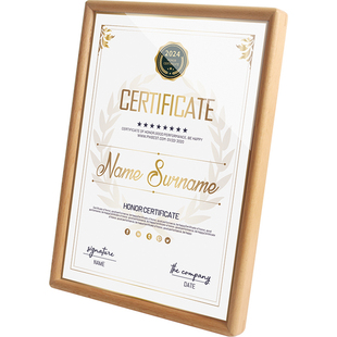 木质荣誉证书框定制a4奖状展示框颁奖专利授权书聘书优秀员工获奖证书收纳营业执照挂墙打印装裱实木相框摆台