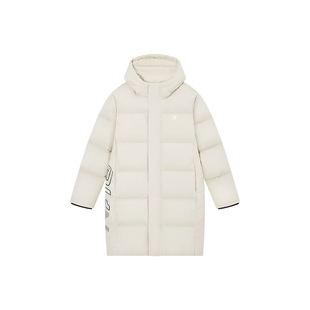 特步童装冬季新款男童女童中大童运动防风保暖连帽儿童中长羽绒服