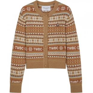 TeenieWeenie小熊女装毛针织衫2025冬新款费尔岛提花圆领毛衣开衫