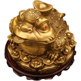 黄铜八方纳财三脚金蟾金蝉摆件麻将馆火锅店铺开业礼物装饰工艺品