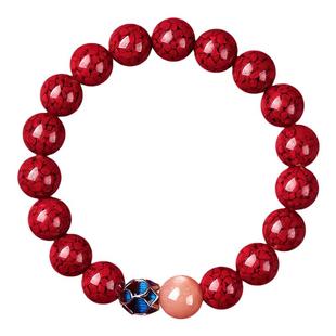 原矿晶体朱砂莲花手串正品旗舰店本命年手链转运珠新中式饰品礼物