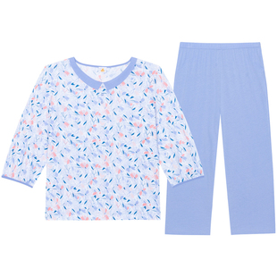 铜牛汗布印花七分袖女套2026春夏新款睡衣家居女套装VJ142