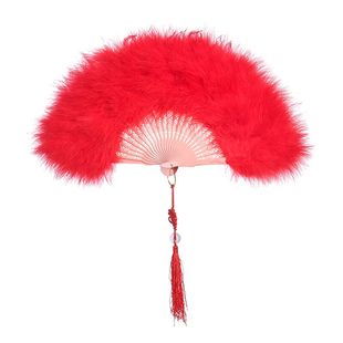 包邮加厚羽毛扇子舞蹈舞台表演旗袍走秀广场舞古风网红白色羽毛扇