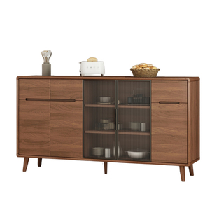 全实木框餐边柜一体靠墙现代简约北欧厨房客厅储物柜茶水酒柜边柜