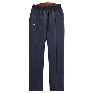 中老年棉裤男士冬季加绒加厚保暖裤老年人松紧高腰深裆宽松长裤子