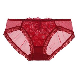 夏娃之秀蕾丝内裤女士纯棉裆抗菌情调性感纯欲三角中腰短裤K3634