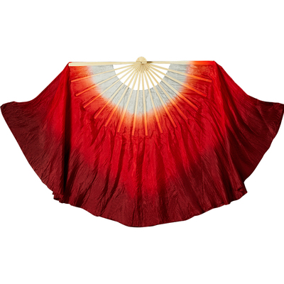 万疆扇子长飘舞蹈真丝红色
