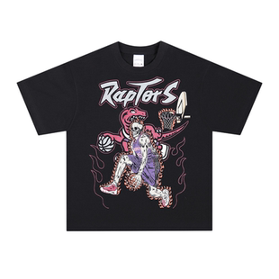 多伦多猛龙队 美式纯棉透气连帽卫衣球星运动复古水洗宽松长短袖