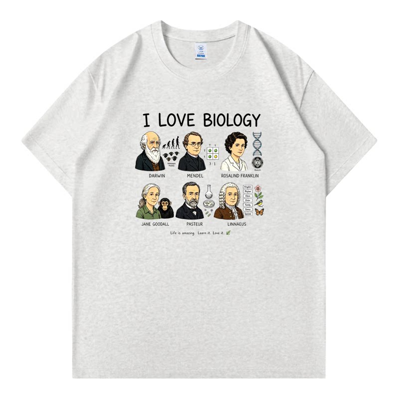 I LOVE BLOLOGY 我爱生物趣味短袖男女生学院风小众宽松纯棉T恤夏