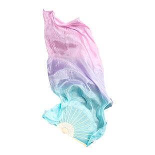 青丝舞蹈扇子跳舞专用真丝舞蹈扇长绸加长渐变古典舞舞蹈道具扇子