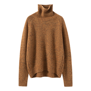 康宝莱纱线！25%桑蚕丝75%山羊绒衫女高领宽松高级感轻奢针织毛衣