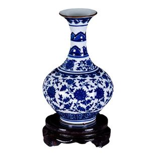 景德镇仿古瓷器青花瓷花瓶博古架中式摆件客厅插花中国风小瓷瓶