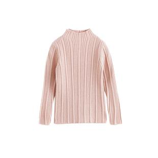 马克珍妮女童绵羊毛花边领毛衣儿童百搭打底衫2025秋冬新款241678