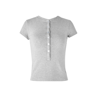 ourhour亨利领正肩短袖T恤