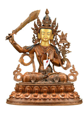 藏式红铜文殊菩萨桌面装饰摆件