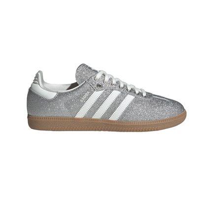 adidas阿迪达斯三叶草女SAMBA经典运动德训鞋银色细闪T头鞋KI6264