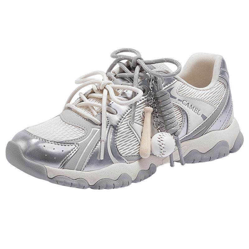 沈月/李柯以同款骆驼轻云德训鞋女鞋薄底老爹鞋网面透气运动鞋女