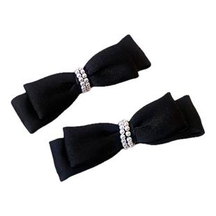 黑色蝴蝶结珍珠发夹女2025新款高端前额刘海夹头花头饰侧边夹发饰