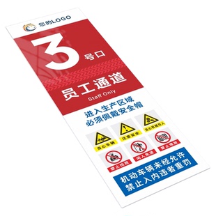 厂区车间门口号码标识牌仓库生产消防通道物流通道1号门指示牌办公室工厂安全生产进入生产区严禁烟火标语