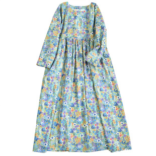 花与棉花文艺碎花连衣裙女长款长裙气质纯棉春秋款长袖轻奢高级感