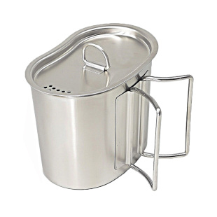 US军迷水杯铝制小饭盒户外便携餐具烧烤杯美式水壶配1L水壶三件套