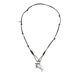 EVAOUXIU时髦小众狗狗项链2026年新商场同款黑色皮绳毛衣链女