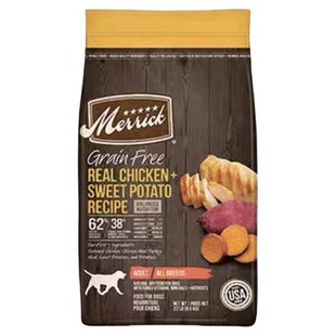 麻利狗粮Merrick美国进口无谷冻干鲜肉甜薯鸡肉天然成幼全犬12磅