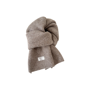 可爱小羊标羊毛混纺针织围巾女冬季2025新款长款加厚保暖毛线围脖