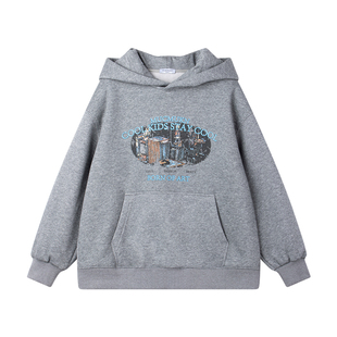 MUCMUKN【纽约街头】潮牌印花一体绒加厚卫衣连帽男童冬季新款