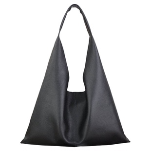 三角托特包头层牛皮新款大容量真皮单肩包女休闲慵懒风包包女通勤