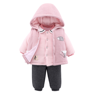 小数点童装男女童婴儿冬装三件套装 新款秋冬季加厚绒1-3岁