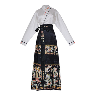 原创男女款大码马面裙《金龙玉凤》新中式刺绣飞机袖半身裙春秋