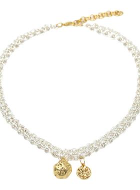 网红13c同款亮银色小众卫衣项链