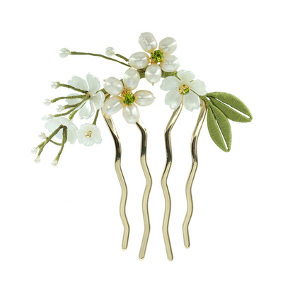 池鸢古风天然珍珠缠花朵簪子发饰