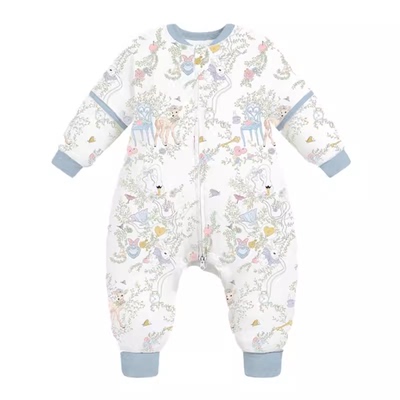 littletiny婴儿调温睡袋宝宝秋冬季加厚睡衣幼儿家居服儿童防踢被