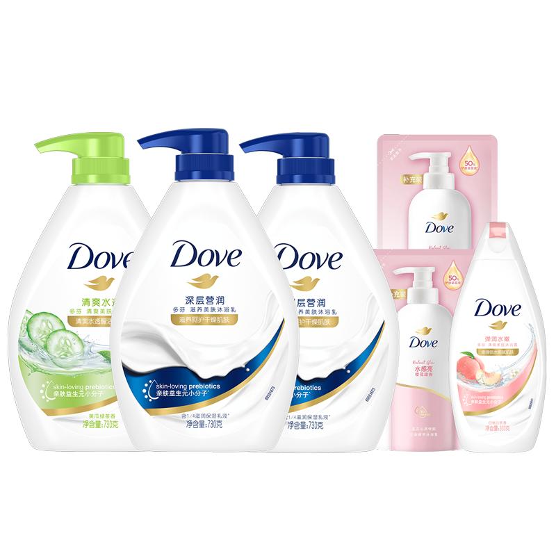 Dove 多芬 滋养+樱花+白桃活肤滋养沐浴露 730g*3瓶 74.9元包邮（需领券）