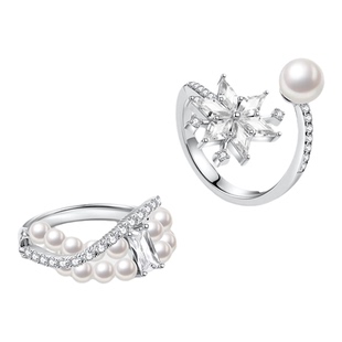 ZEGL冰凌系列珍珠戒指雪花开口戒女小众设计指环轻奢新年秋冬尾戒