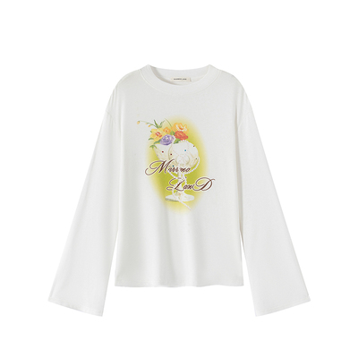 MARRMO/马髦印花亚麻长袖T恤