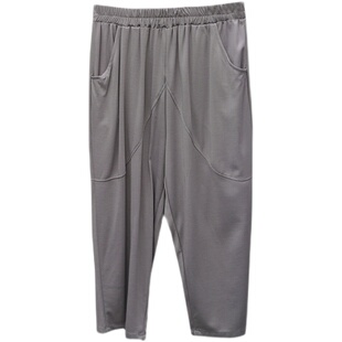 210斤大码女装胖mm天丝哈伦七分薄款宽松垂感遮肉显瘦松紧腰中裤