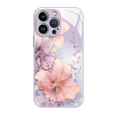 磁吸支架水彩花朵适用苹果手机壳