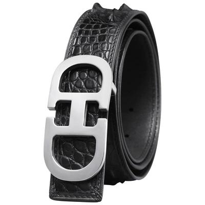 原创专柜正品鳄鱼皮平滑扣裤腰带
