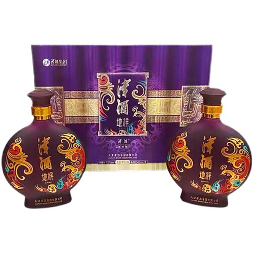 天津特产52度津酒地祥礼盒装500ml*2瓶浓香型白酒纯粮扁凤壶礼品