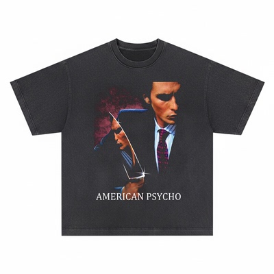 American Psycho短袖T恤美国狂魔精神BING人贝尔水洗做旧情侣男女