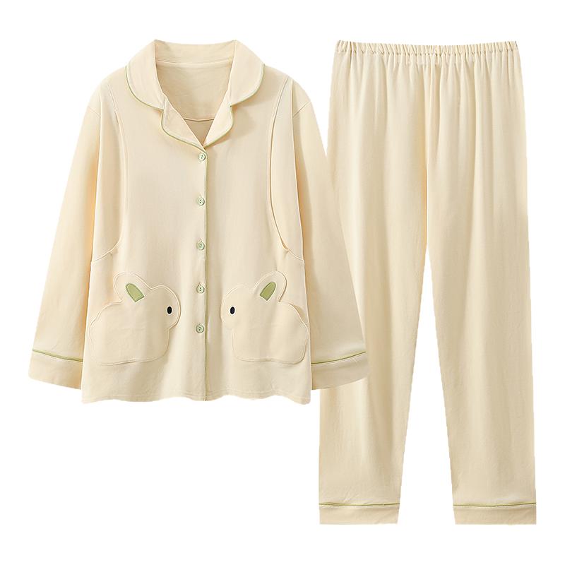 纯棉月子服女夏薄款哺乳睡衣产后喂奶专用十月份秋冬季产妇家居服