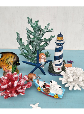 珊瑚玻璃水族箱造景橱窗装饰摆件