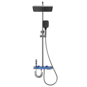 正品淋浴花洒套装全铜枪灰色沐浴家用浴室卫生间浴室恒温增压喷头