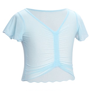 儿童舞蹈服上衣白色网纱罩衫夏季中国舞古典舞外搭披肩练功服纱衣