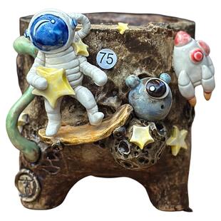 青藤手捏麦饭石多肉陶盆个性不规则小老桩树头花盆复古控型小花盆