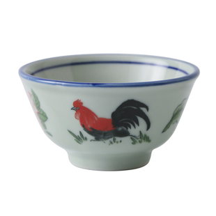 怀旧家用复古青花瓷公鸡碗陶瓷米饭碗单个鸡公碗老式潮州餐具套装